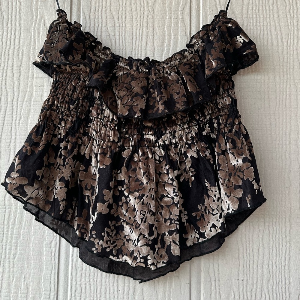 Urban Outfitters Velvet Ruffle Peplum Tube Top - Picture 6 of 11